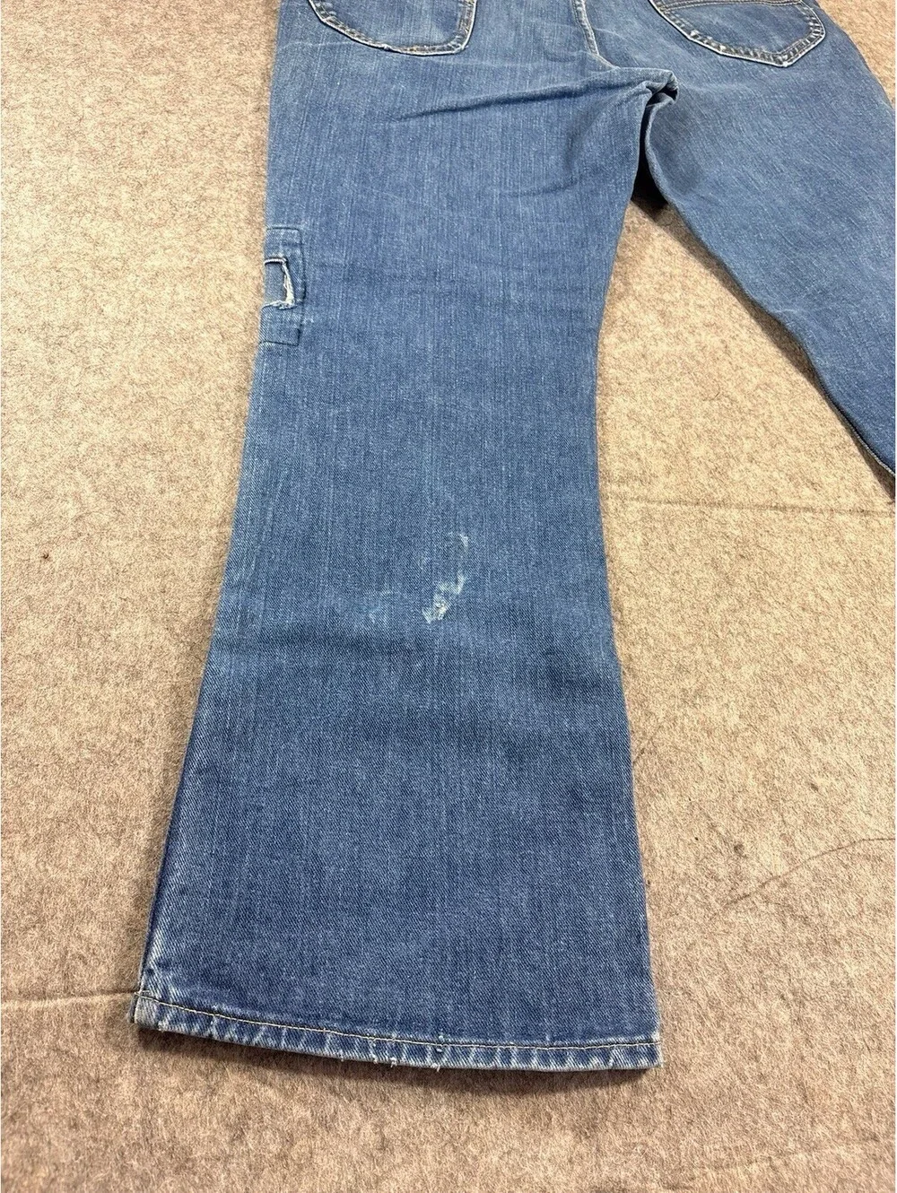 Vintage 70s Lee Riders Flare Jeans 36x28 Medium Wash USA Talon Zip Denim